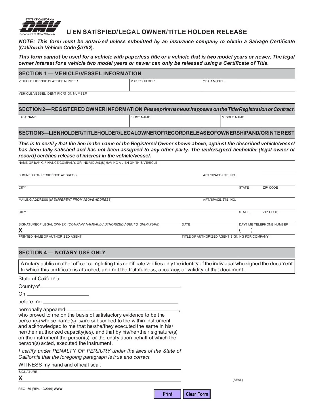 Lien Satisfied/Title Holder Release Form